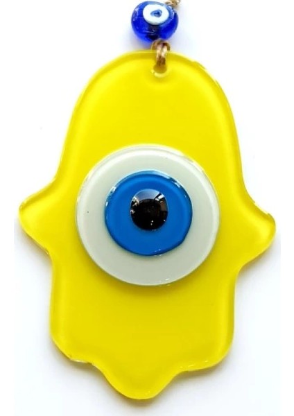 Nazar Boncuklu Sarı Fatma Ana Bereket Eli Cam Duvar Süsü modelleri