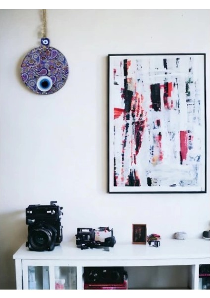 Mandala Desen Mavi Mor Nazar Boncuklu Füzyon Cam El Işçiliği 12 cm Duvar Süsü Nazarlık Hediyelik Eşya modelleri