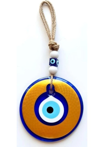 Nazar Boncuklu Gold Renk Kaplama Cam Duvar Dekoru