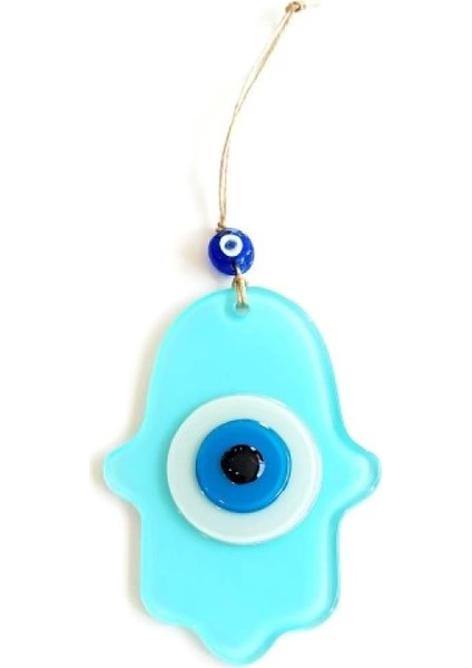 Nazar Boncuklu Turkuaz Renginde Fatma Ana Bereket Eli Cam Duvar Süsü fiyatları