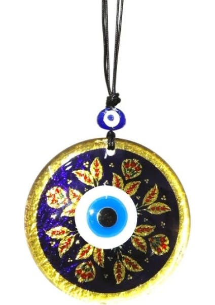 Kırmızı Laleli Gold Renk Cam Süs Altın Varaklı Duvar Dekoru