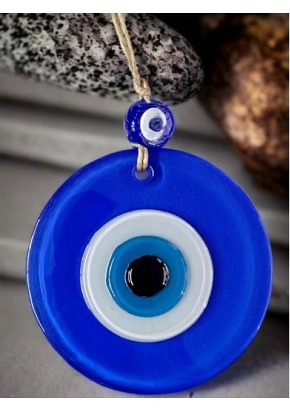 Mavi Nazar Boncuklu Duvar Süsü 10 cm Cam Duvar Dekoru