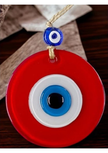 Mini Boy Kırmızı Nazar Boncuklu Duvar Süsü 10 cm Cam Duvar Dekoru fırsatları