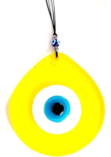 Mavi Nazar Boncuklu Sarı Renk Nazar Boncuklu Damla Desen El Yapımı Duvar Süsü Hediyelik Eşya