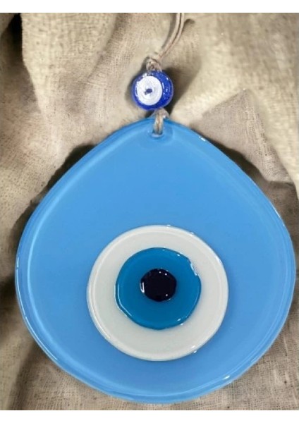 Mavi Nazar Boncuklu Açık Mavi Renk Nazar Boncuklu Damla Desen El Yapımı Duvar Süsü