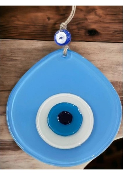 Mavi Nazar Boncuklu Açık Mavi Renk Nazar Boncuklu Damla Desen El Yapımı Duvar Süsü fırsatları