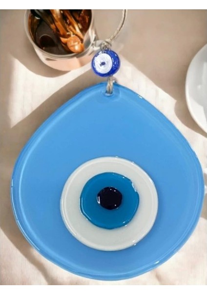 Mavi Nazar Boncuklu Açık Mavi Renk Nazar Boncuklu Damla Desen El Yapımı Duvar Süsü indirimleri