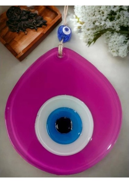 Mavi Nazar Boncuklu Pembe Renk Nazar Boncuklu Damla Desen El Yapımı Duvar Süsü fırsatları