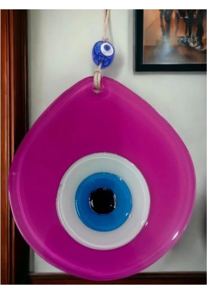 Mavi Nazar Boncuklu Pembe Renk Nazar Boncuklu Damla Desen El Yapımı Duvar Süsü indirimleri