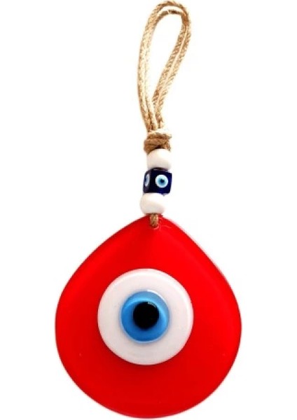 Nazar Boncuklu Damla Model Nar Çiçeği Rengi El Yapımı Cam Duvar Süsü