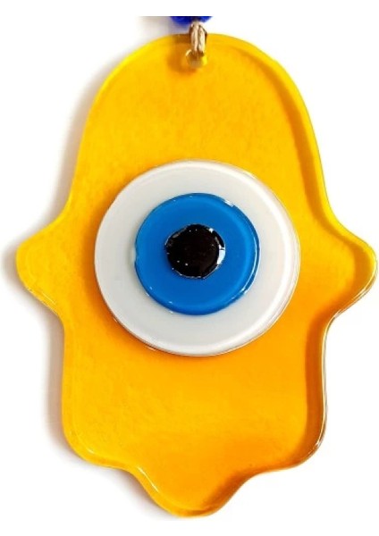 Nazar Boncuklu Bal Rengi Fatma Ana Bereket Eli Cam Duvar Süsü