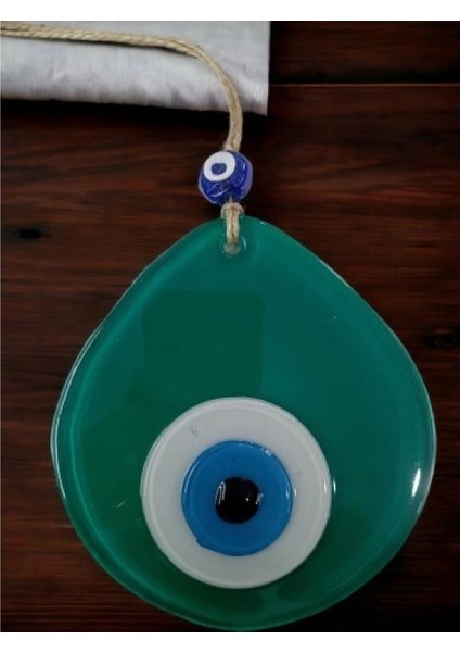 Mavi Nazar Boncuklu Yeşil Renk Nazar Boncuklu Damla Desen El Yapımı Duvar Süsü