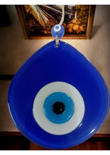 Mavi Nazar Boncuklu Mavi Renk Nazar Boncuklu Damla Desen El Yapımı Duvar Süsü