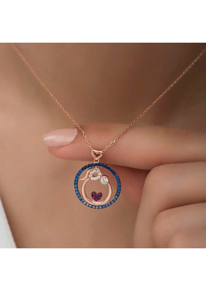 Gümüş Rose Anne ve Bebek Sevgisi Bayan Kolye