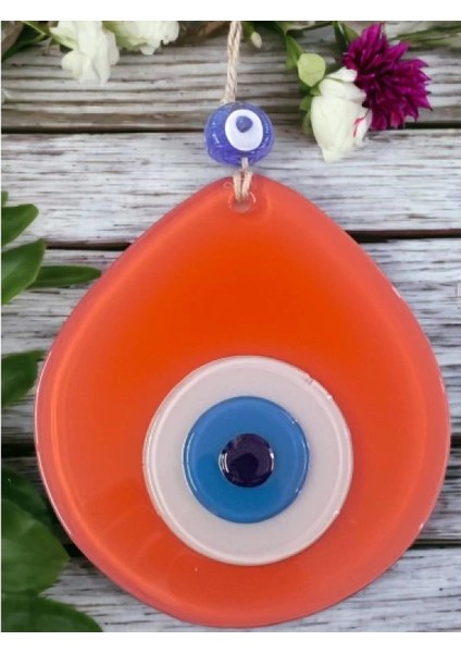 Mavi Nazar Boncuklu Turuncu Renk Nazar Boncuklu Damla Desen El Yapımı Duvar Süsü fırsatları