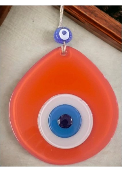 Mavi Nazar Boncuklu Turuncu Renk Nazar Boncuklu Damla Desen El Yapımı Duvar Süsü indirimleri