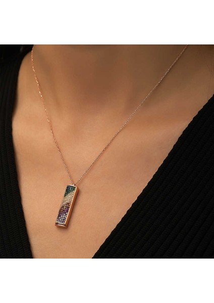 Gümüş Rose Kişiye Özel Gökkuşağı Kolye fiyatları