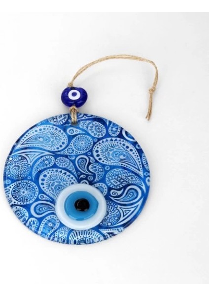 Mavi Beyaz Cam Nazar Boncuğu, El Işçiliği Cam Duvar Süsü, Nazarlık Hediyelik Eşya