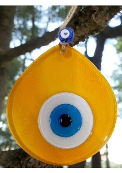 Mavi Nazar Boncuklu Şeffaf Bal Renk Nazar Boncuklu Damla Desen El Yapımı Duvar Süsü fiyatları