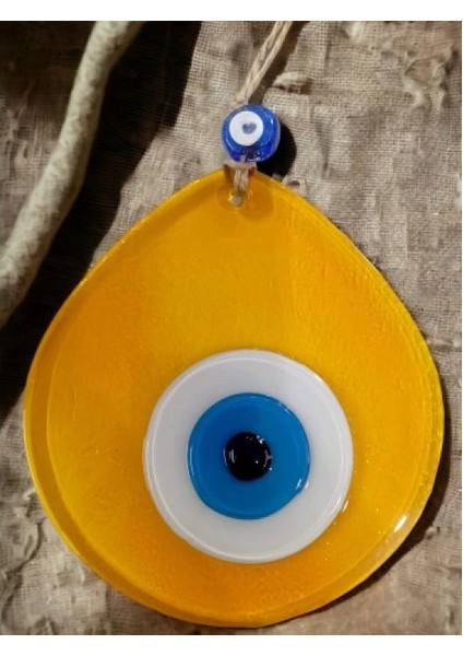 Mavi Nazar Boncuklu Şeffaf Bal Renk Nazar Boncuklu Damla Desen El Yapımı Duvar Süsü modelleri