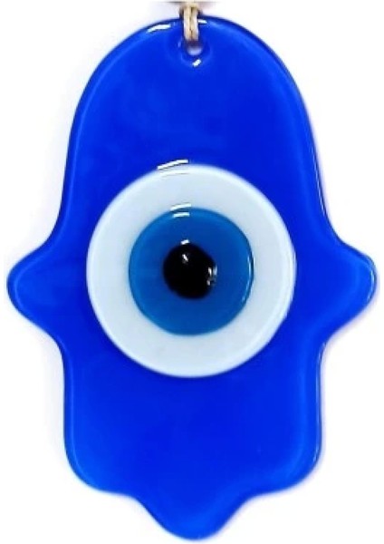 Nazar Boncuklu Mavi Renk Fatma Ana Bereket Eli Cam Duvar Süsü