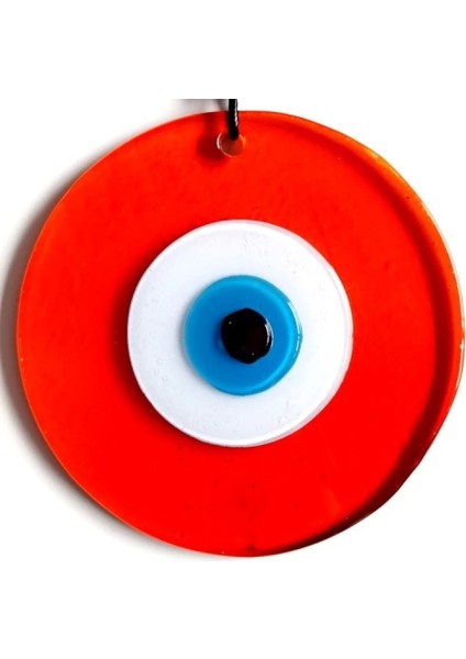 Mavi Nazar Boncuklu El Yapımı Deri Ipli Turuncu Renk Şeffaf Cam Duvar Süsü modelleri