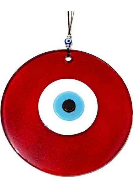 Kırmızı Renk Cam Nazar Boncuklu 16 Santimetre El Yapımı Duvar Süsü fiyatları