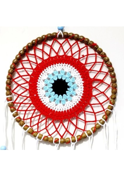 Nazar Boncuğu Motifli Düş Kapanı El Yapımı Kırmızı Duvar Süsü fiyatları