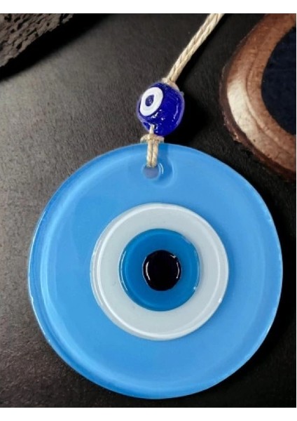 Mini Boy Bebe Mavisi Nazar Boncuklu Duvar Süsü 10 cm Cam Duvar Dekoru