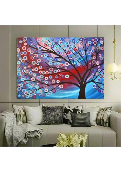 Yağlıboya Renkli Ağaç Kanvas Tablosu fiyatları