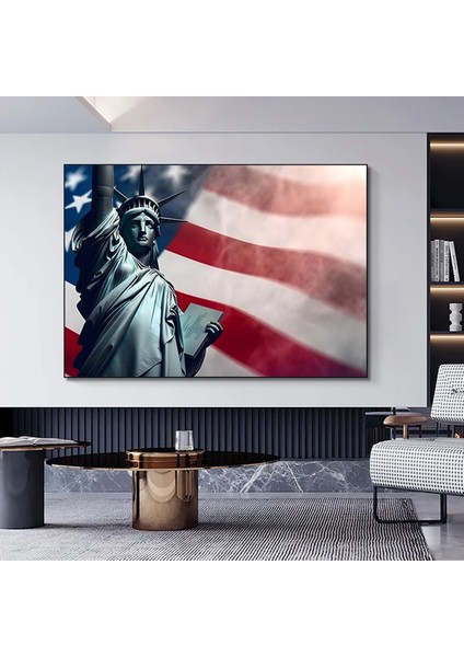 Özgürlük Heykeli Kanvas Sanatı; Abd Kanvas Tablosu; Amerikan Bayrağı Resmi