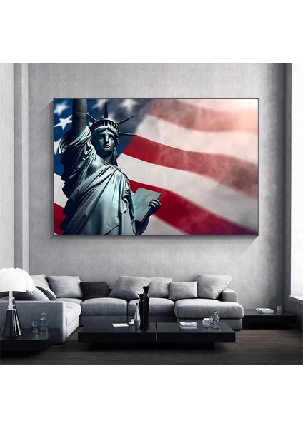 Özgürlük Heykeli Kanvas Sanatı; Abd Kanvas Tablosu; Amerikan Bayrağı Resmi indirimleri