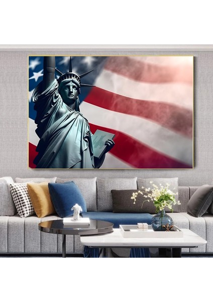 Özgürlük Heykeli Kanvas Sanatı; Abd Kanvas Tablosu; Amerikan Bayrağı Resmi