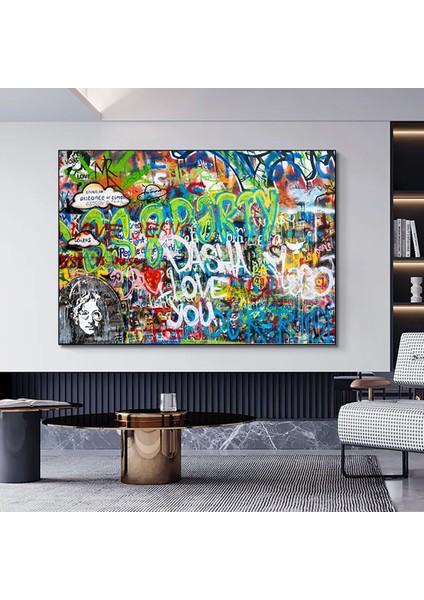 Banksy Tarzı Graffiti Duvar Sanatı, Banksy Sokak Sanatı, Graffiti Kanvas