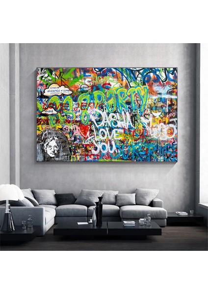 Banksy Tarzı Graffiti Duvar Sanatı, Banksy Sokak Sanatı, Graffiti Kanvas indirimleri