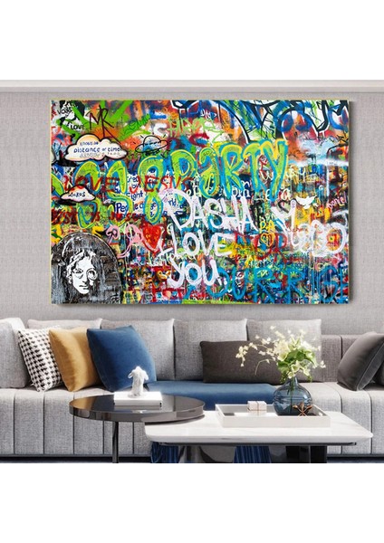 Banksy Tarzı Graffiti Duvar Sanatı, Banksy Sokak Sanatı, Graffiti Kanvas