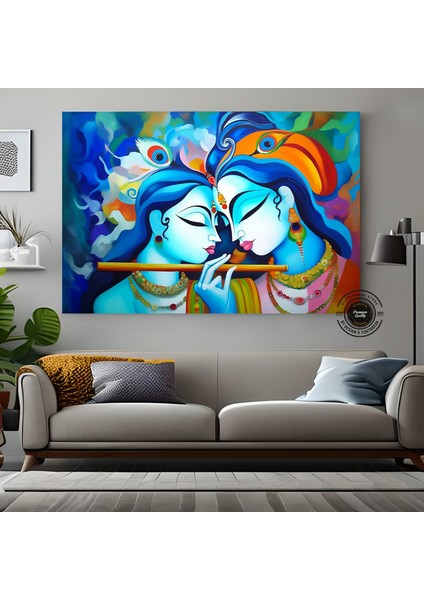 Radha Krishna Kanvas Tablosu; Geleneksel Hint Reprodüksiyonu; Krishna ve Radha Duvar Dekoru; Hintli fırsatları