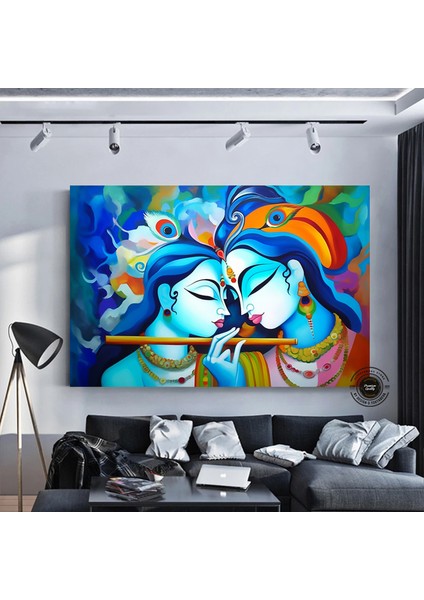 Radha Krishna Kanvas Tablosu; Geleneksel Hint Reprodüksiyonu; Krishna ve Radha Duvar Dekoru; Hintli indirimleri