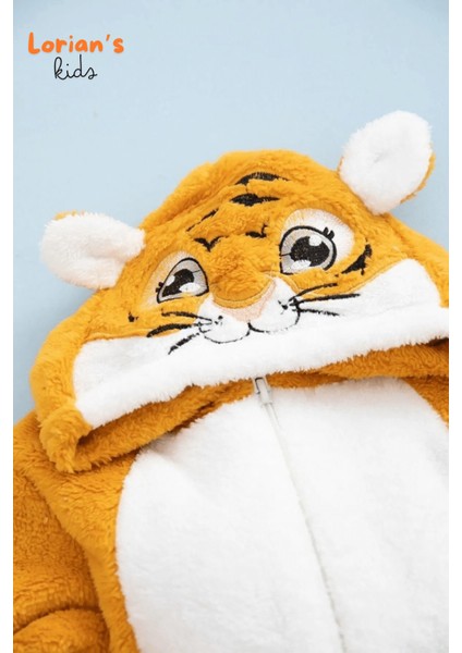 Welsoft Kaplan Yumuşak Peluş Fermuarlı Bebek Tulumu - 5 Yaş