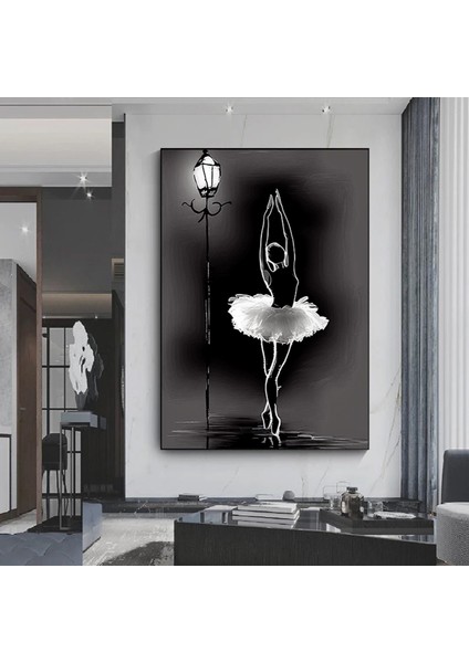 Balerin Kadın Kanvas Baskı – Soyut Duvar Sanatı; Dans Temalı Kanvas; Asmaya Hazır Tuval