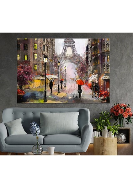Eyfel Kulesi Kanvas Duvar Sanatı; Paris Manzarası; Fransa Yağlı Boya; Turistik Baskı