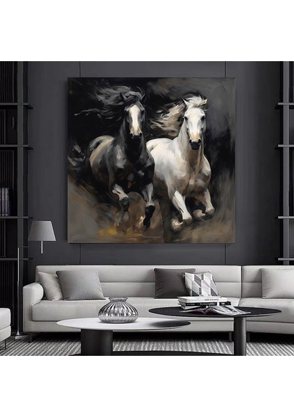 Iki At Kanvası, At Kanvas Sanatı, Hayvan Duvar Sanatı, Kanvas Duvar Sanatı, Modern Duvar Sanatı