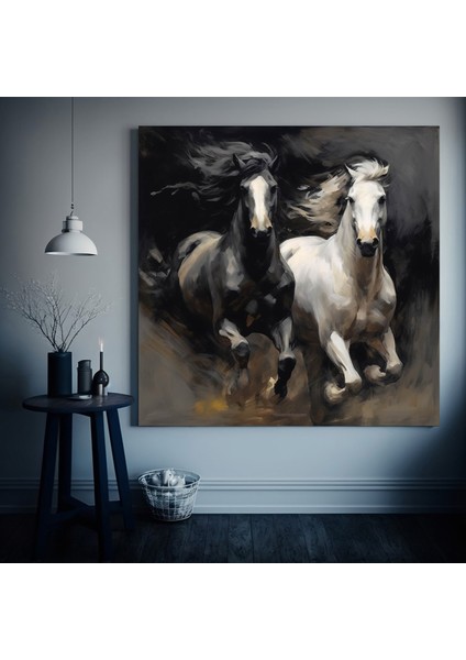 Iki At Kanvası, At Kanvas Sanatı, Hayvan Duvar Sanatı, Kanvas Duvar Sanatı, Modern Duvar Sanatı fiyatları