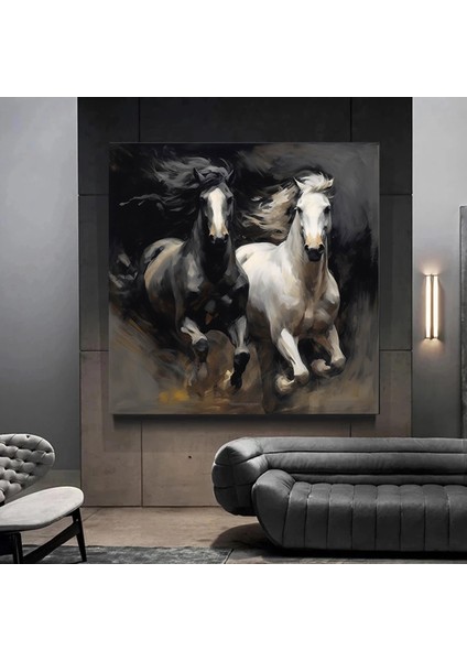 Iki At Kanvası, At Kanvas Sanatı, Hayvan Duvar Sanatı, Kanvas Duvar Sanatı, Modern Duvar Sanatı modelleri