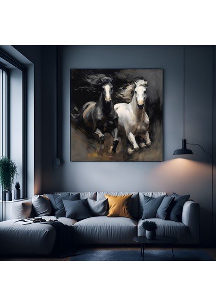 Iki At Kanvası, At Kanvas Sanatı, Hayvan Duvar Sanatı, Kanvas Duvar Sanatı, Modern Duvar Sanatı indirimleri