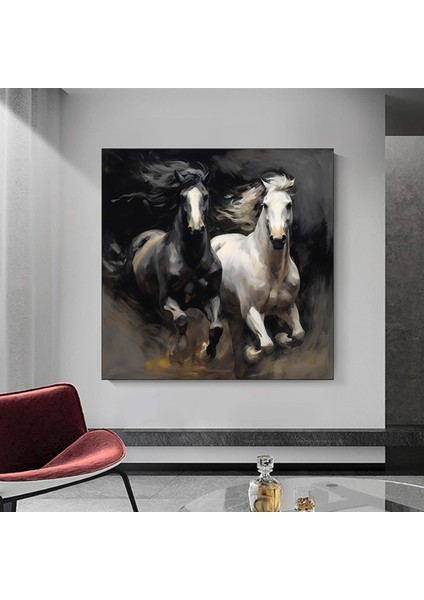 Iki At Kanvası, At Kanvas Sanatı, Hayvan Duvar Sanatı, Kanvas Duvar Sanatı, Modern Duvar Sanatı