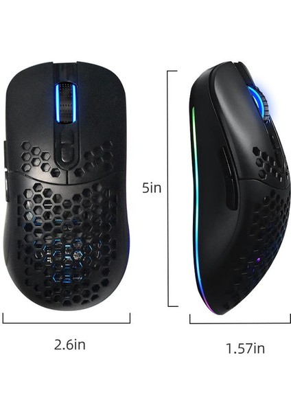 Kablosuz Petek Tasarım Şarjlı Gaming Mouse – Rgb Aydınlatmalı 3200 Dpı Ultra Hafif Siyah fırsatları