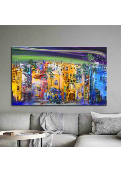 Sokak Silüeti Tablosu, Şehir Manzarası Yağlıboya Kanvas, Manzara Posteri fiyatları