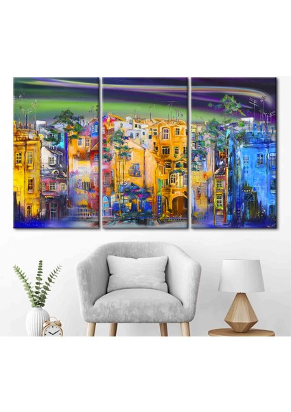 Sokak Silüeti Tablosu, Şehir Manzarası Yağlıboya Kanvas, Manzara Posteri modelleri