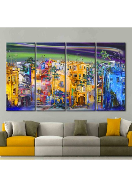 Sokak Silüeti Tablosu, Şehir Manzarası Yağlıboya Kanvas, Manzara Posteri fırsatları